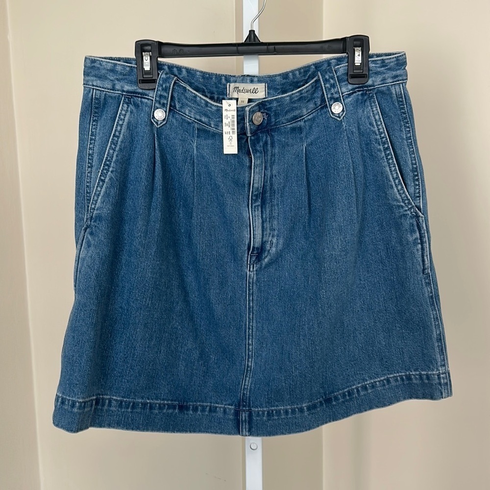NWT Madewell Denim Pleated Mini Skirt in Upton Wash size 32 - Picture 4 of 8